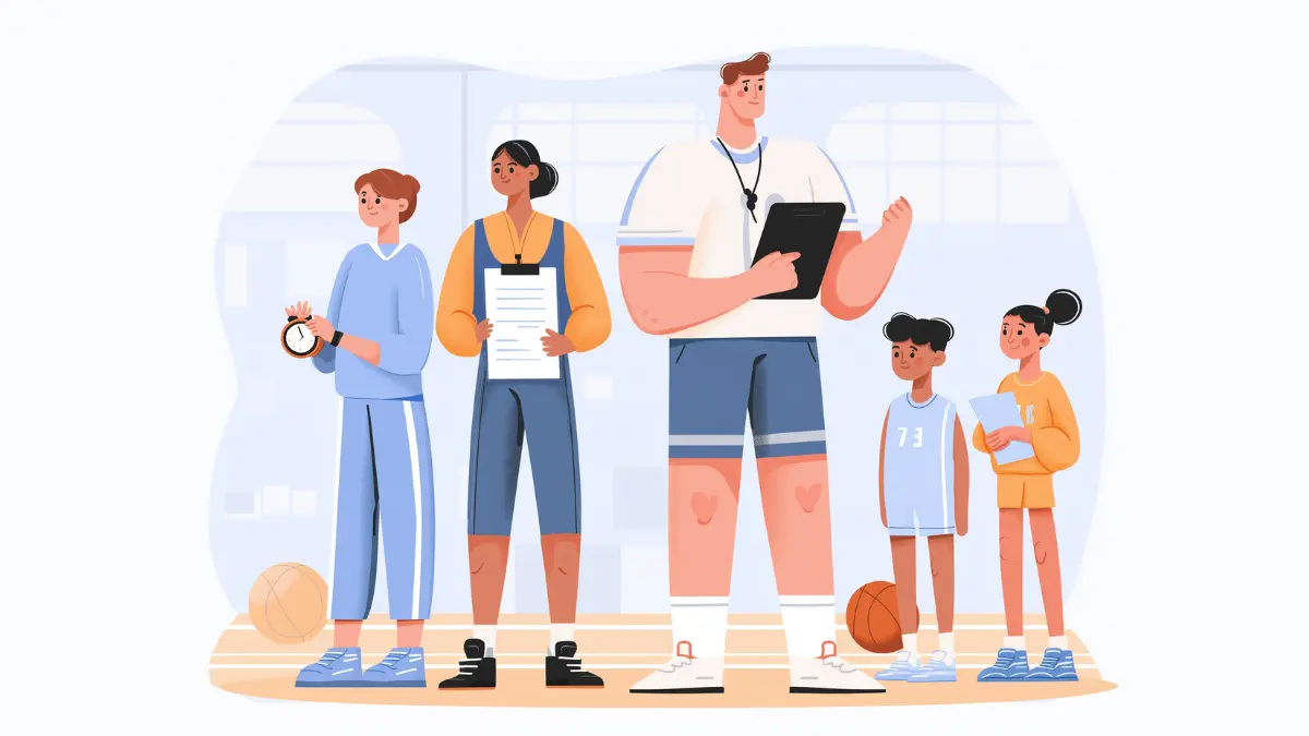 Coach sportif suivant les présences sur tablette pendant un entraînement